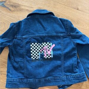 MTV Kids Denim Jacket - Blue with Pink Checkered Logo